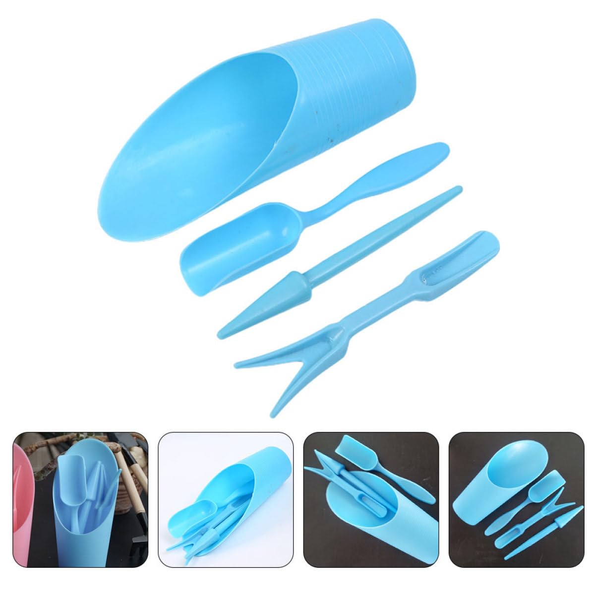 Gardening Tools Shop - 4 ピース/セット、プラスチック耐久性のあるバケツシャベル鉢植え栽培シリンダー MeatPlant 土壌シャベルガーデンツールミニ庭の植栽ツール