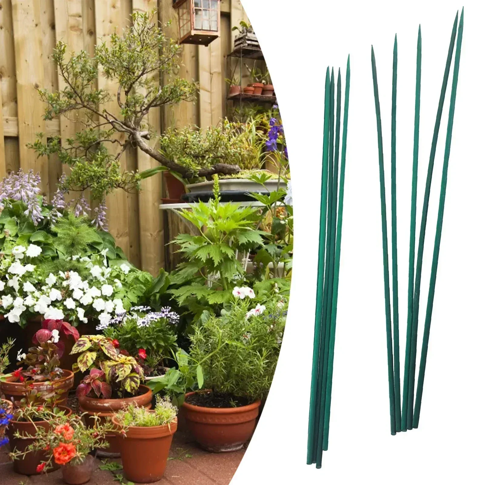 Gardening Tools Shop - ガーデニング用植物サポートキット,木の棒,緑の竹植物サポート,杖の端,ガーデニングツール,40cm, 10個