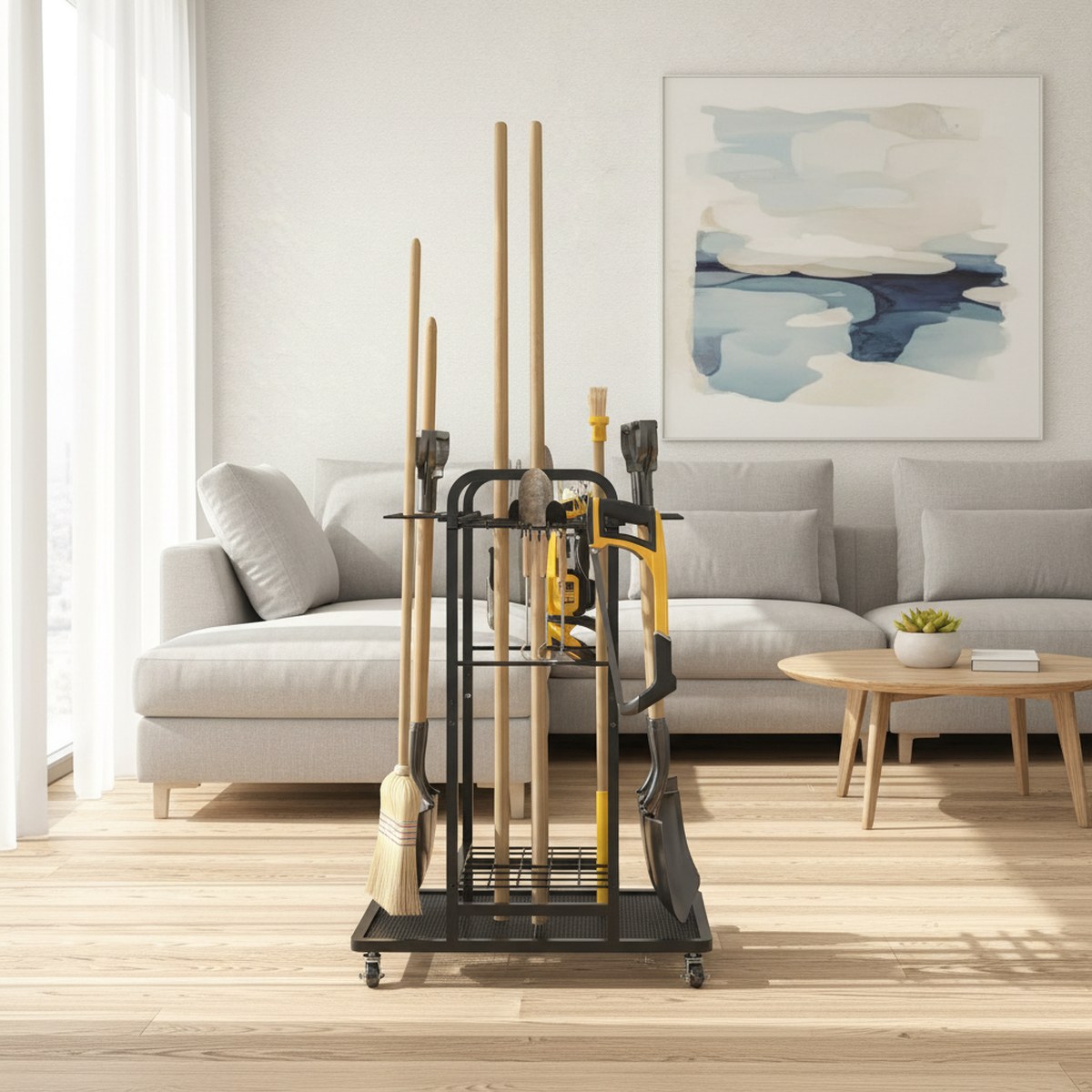Gardening Tools Heavy Duty - 頑丈なガーデンツールカート 3段ラック 車輪付き ガレージや庭のツール収納オーガナイザー