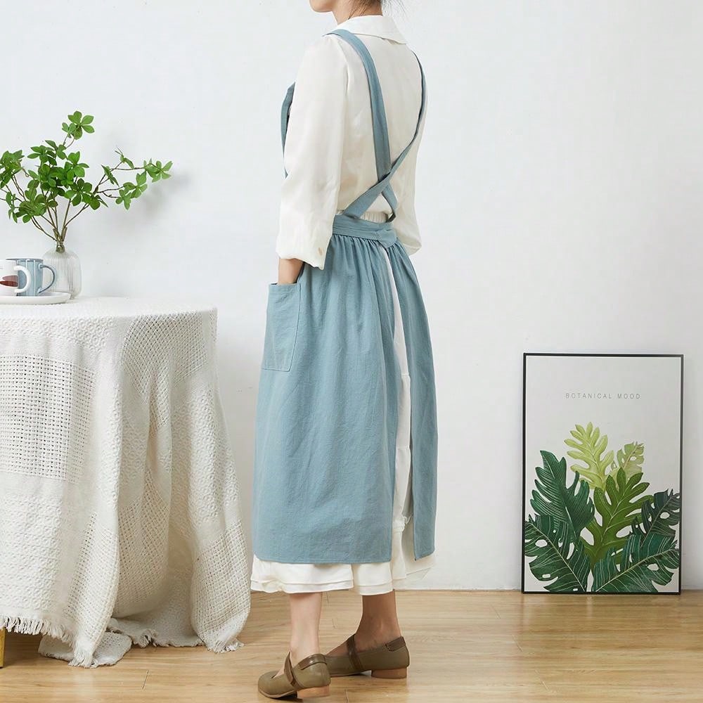 簡単な北欧風プリーツスカートコットンリネンエプロン女性ガール - Gardening Tools For Women のレビューと価格