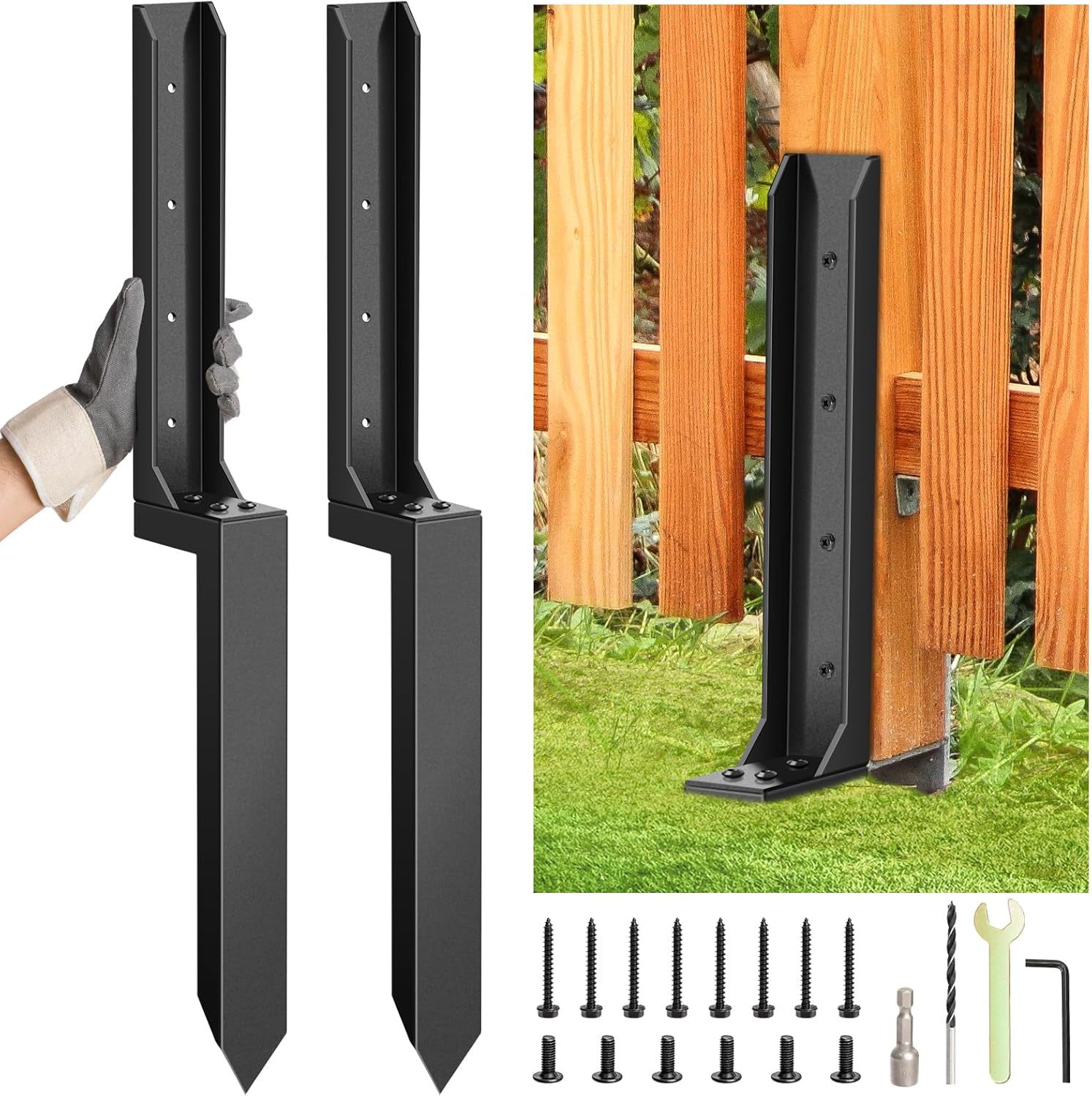 2 個フェンス修理アンカーフェンス金属補強ツールキットリアア - Gardening Tools Kit For Home Garden のレビューと価格