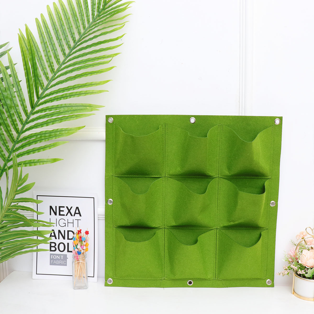 壁掛け式植栽バッグ グリーン 縦型マルチポケットプランター  - Outdoor Planting Bag のレビューと価格