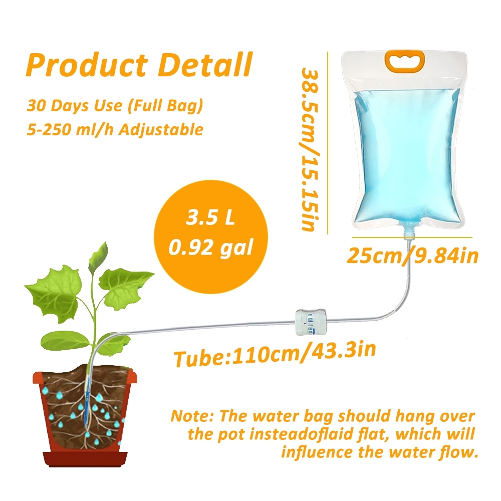 3.5L自動給水バッグ、水流量調整可能な植物点滴灌漑バッグ、 - Outdoor Planting Bag のレビューと価格