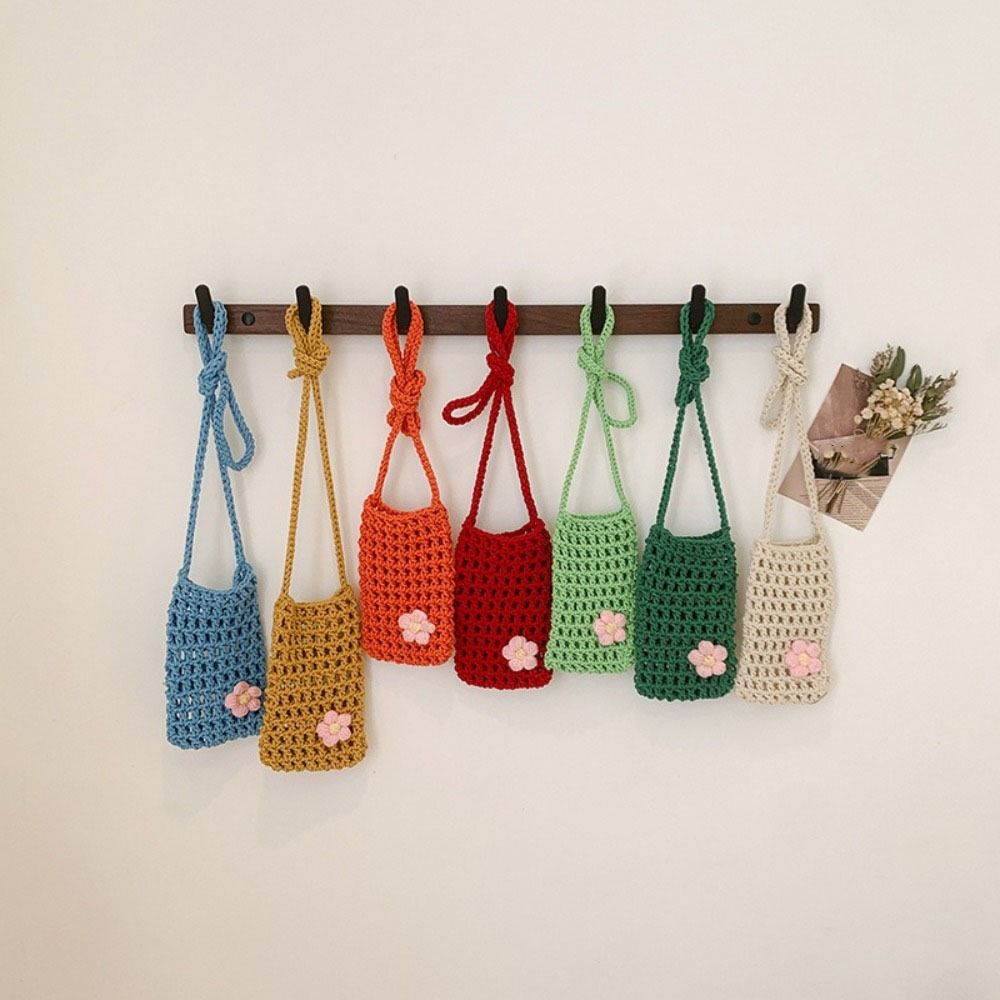 かわいい花柄編みクロスボディバッグ、中空スクエアクロシェ電話 - Outdoor Planting Bag のレビューと価格