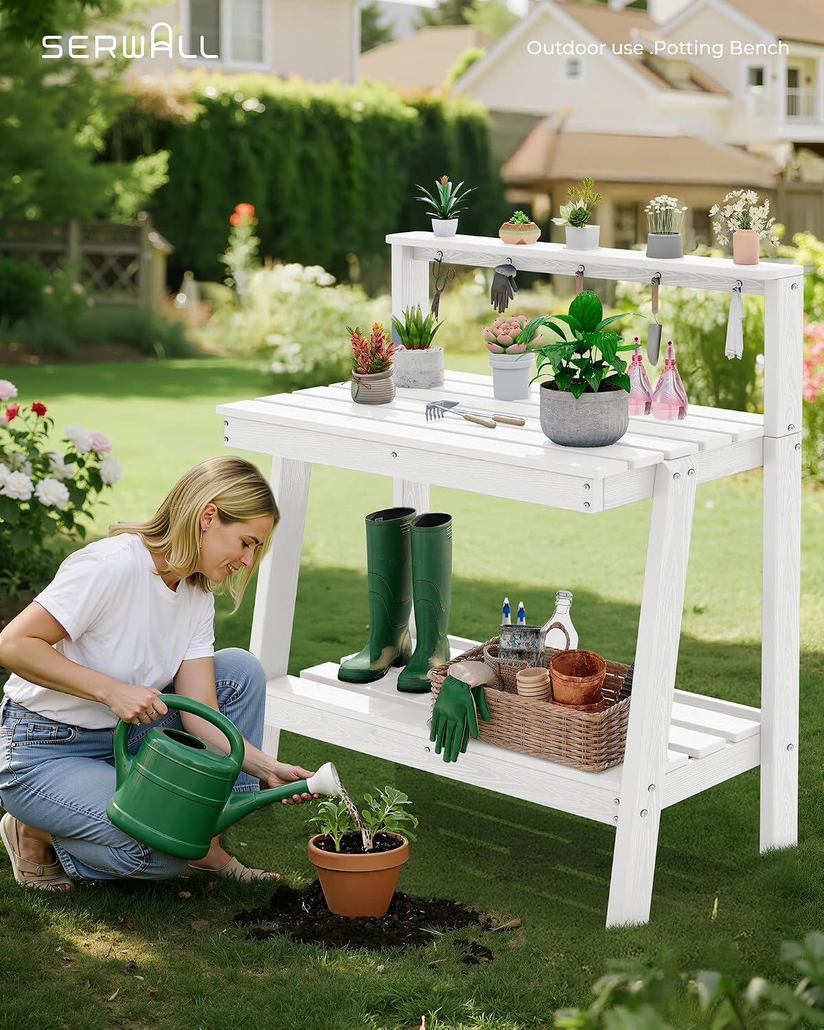 屋外用植木鉢置き台（収納付き3段HDPEガーデニングテーブル - Gardening Tools Heavy Duty のレビューと価格